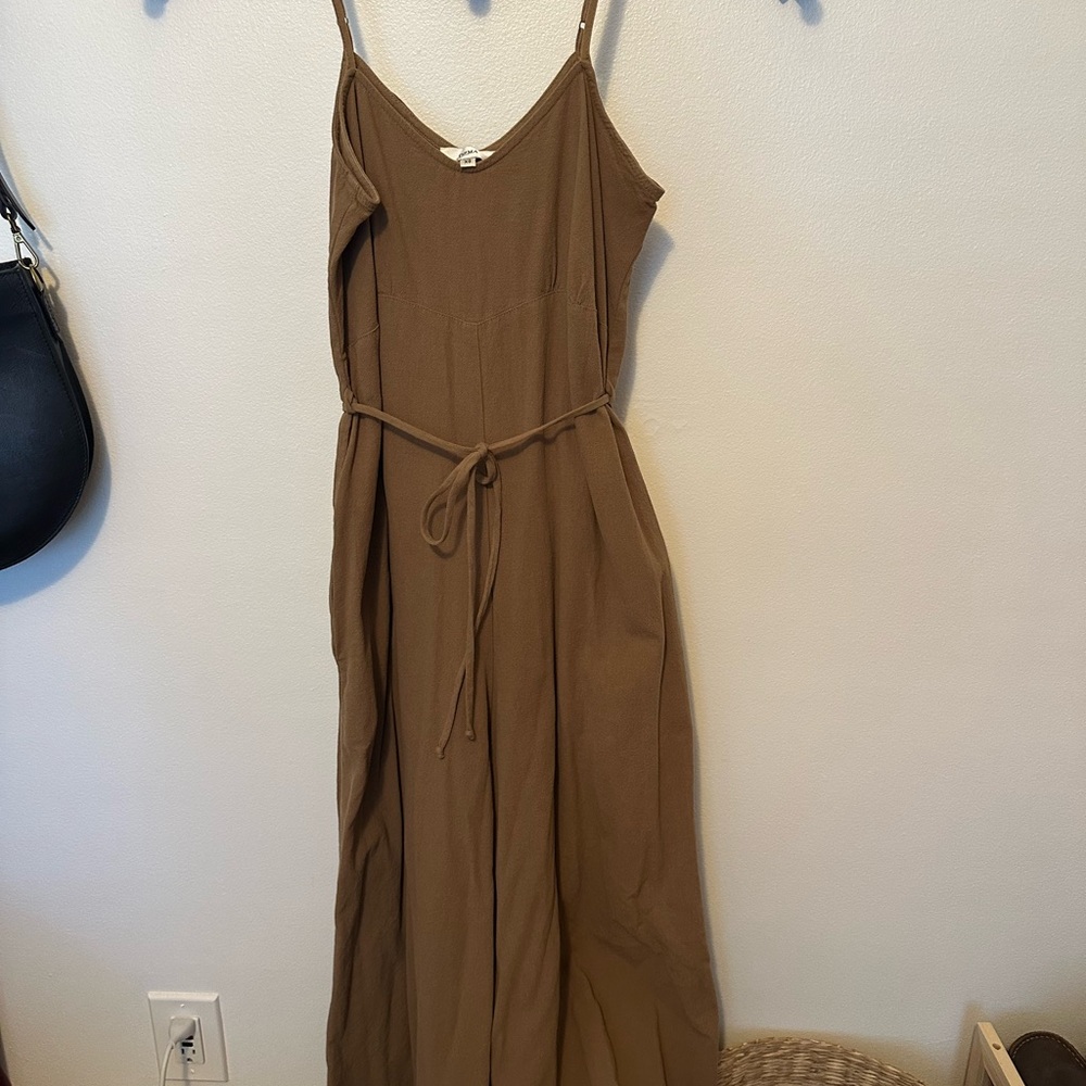 OZMA Tan Maxi Jumpsuit